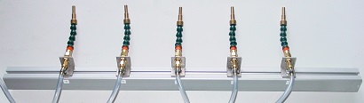Rack of coaxial micro-lubrication nozzles